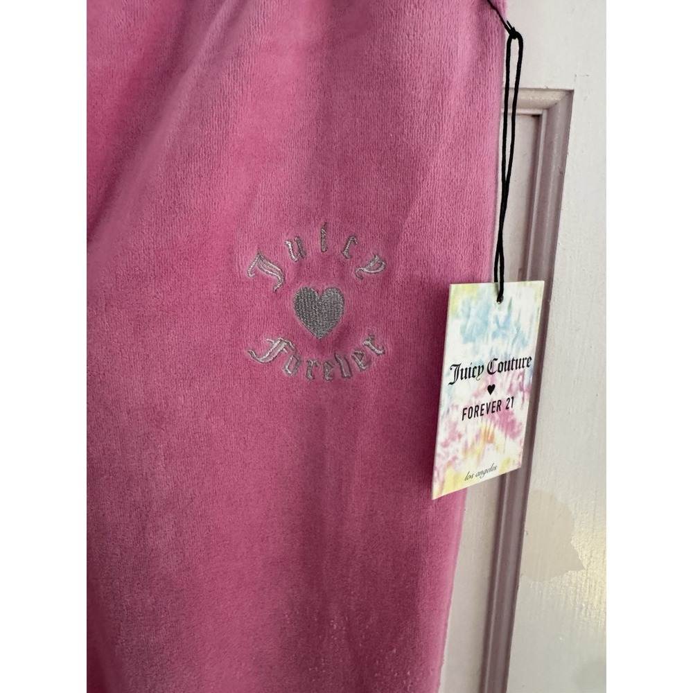Juicy Couture Forever 21 Pink Lounge Set Cropped Sweatshirt Joggers Sz L Y2K - Picture 6 of 9